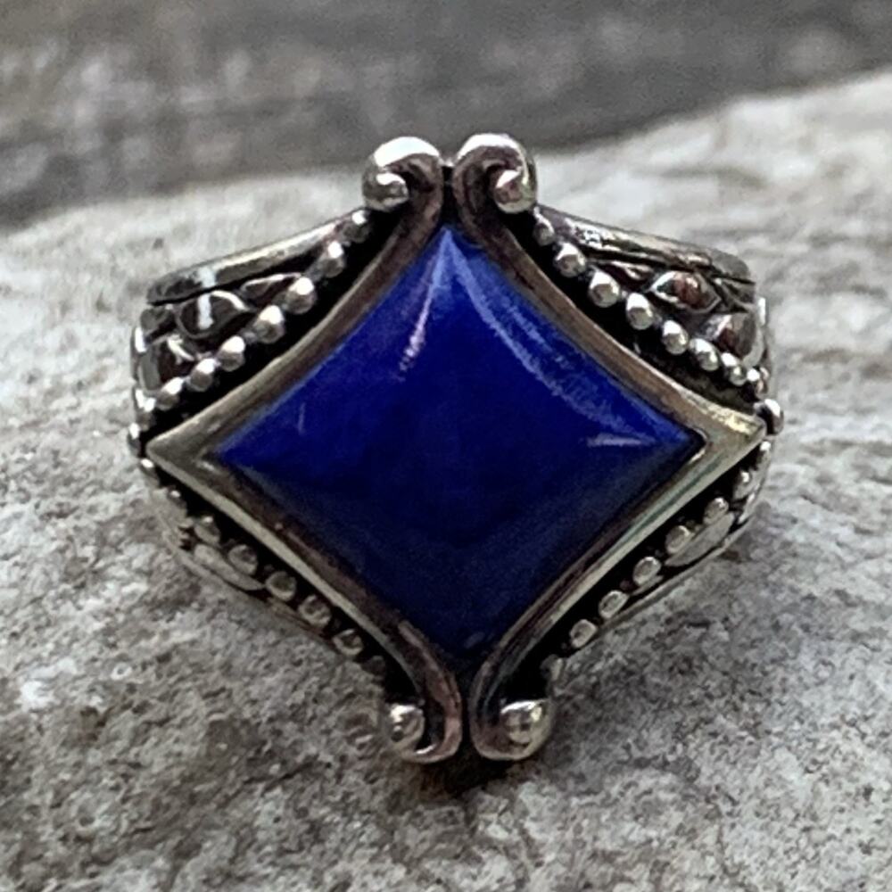 SX Sterling Silver and Lapis Ring Size 5 by Sally C
